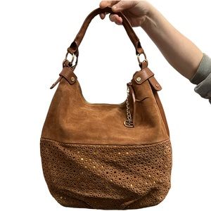 IMAN Tan & Gold Hobo Handbag